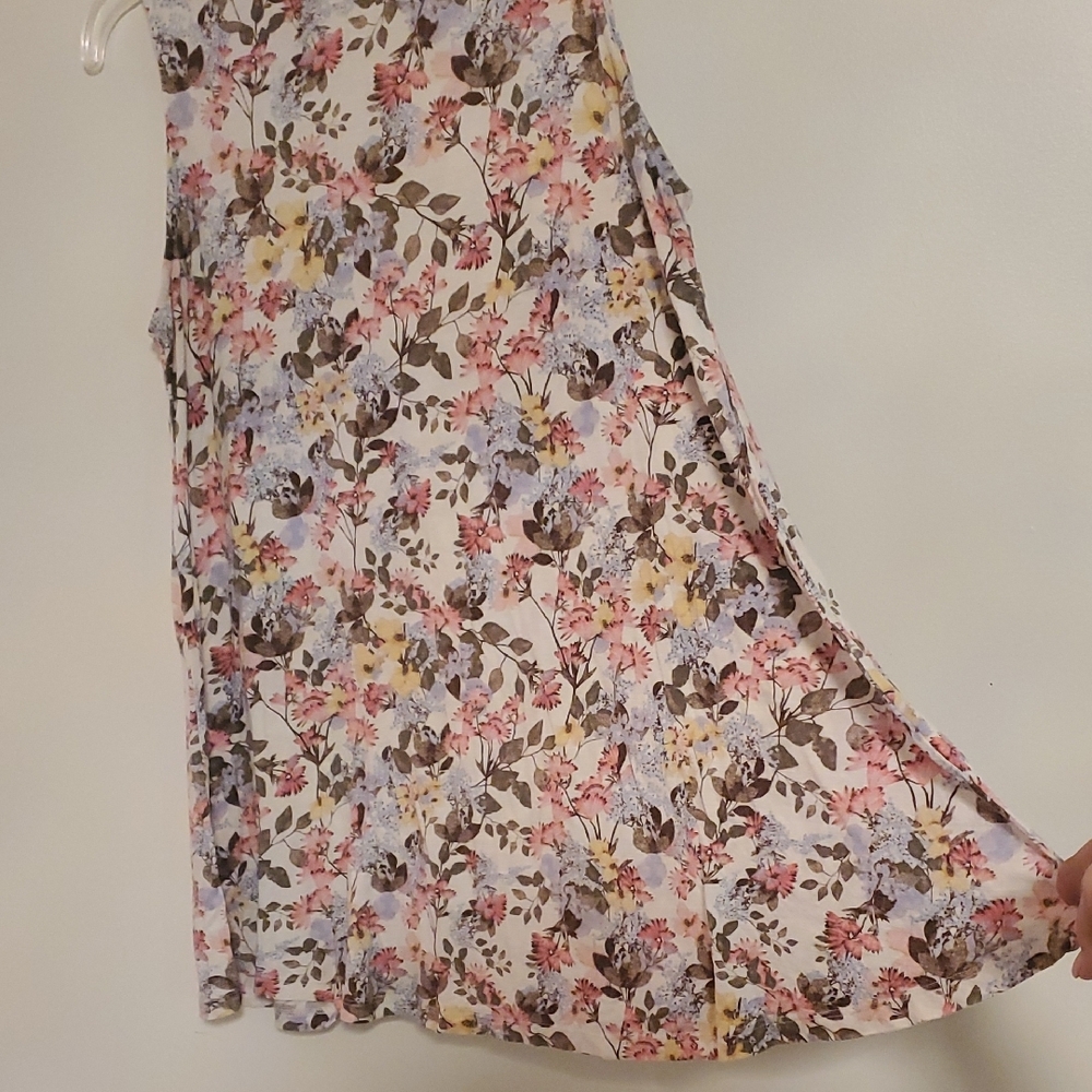 Lane Bryant Pink and Blue Floral‎ Tunic Blouse